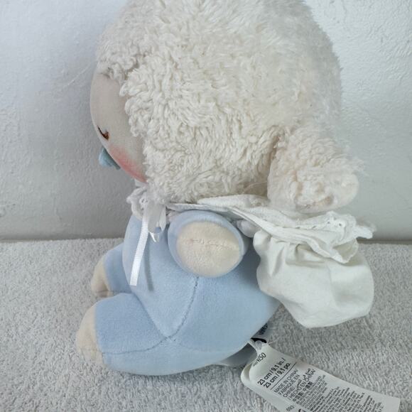 Miniso Lamb Doll Plush Sheep Blue Bonnet Sleeping Stuffie Lovey White 9” Toy - Picture 7 of 9